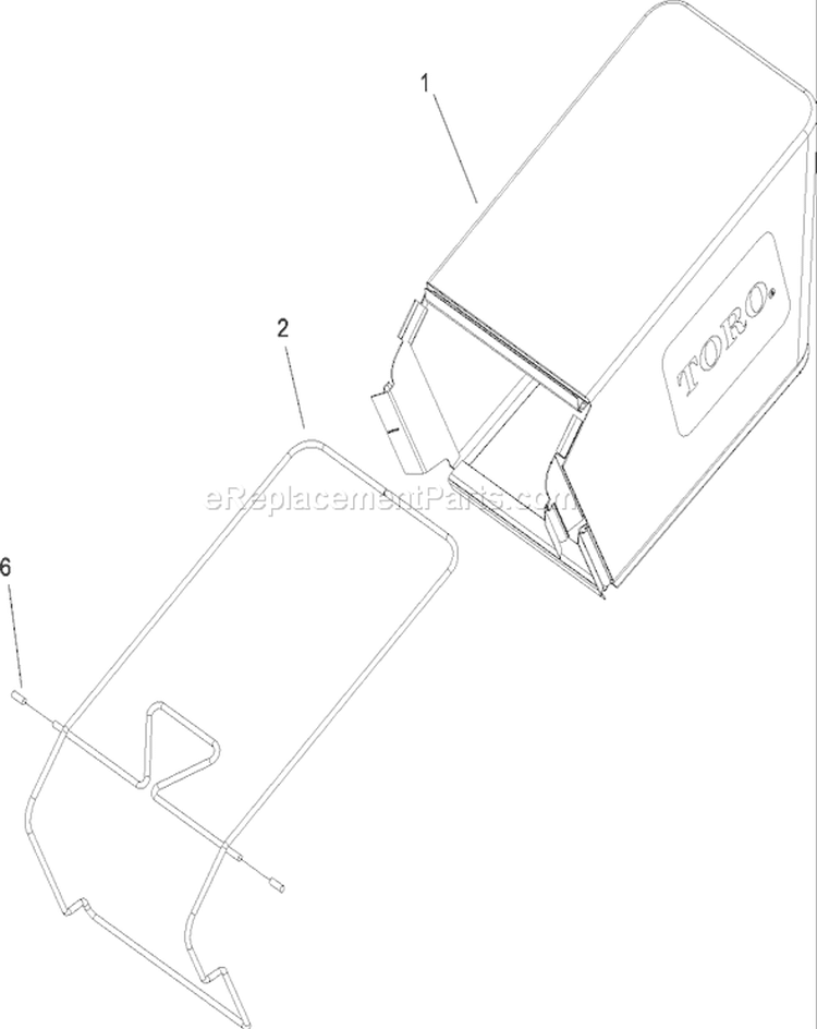Rear Bag Assembly Diagram and Parts List for 20656 290000001-290999999 - 2009 Toro Lawn Mower