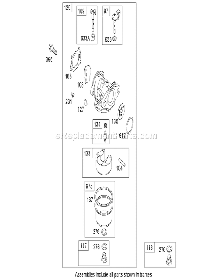 Carburetor Assembly Diagram and Parts List for 20658 290000001-290999999 - 2009 Toro Lawn Mower
