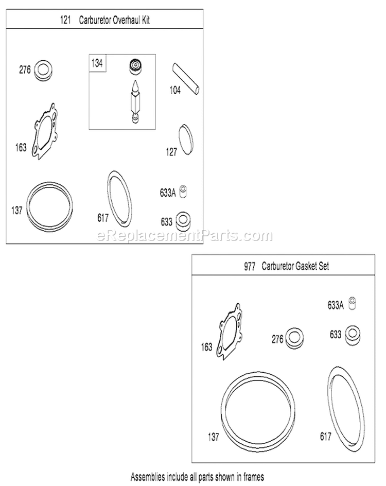 Carburetor Overhaul Kit Diagram and Parts List for 20092C 280000001-280999999 - 2008 Toro Lawn Mower