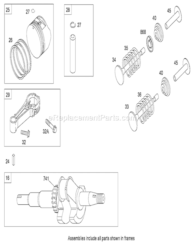 Crankshaft Assembly Diagram and Parts List for 20065 280072442-280999999 - 2008 Toro Lawn Mower