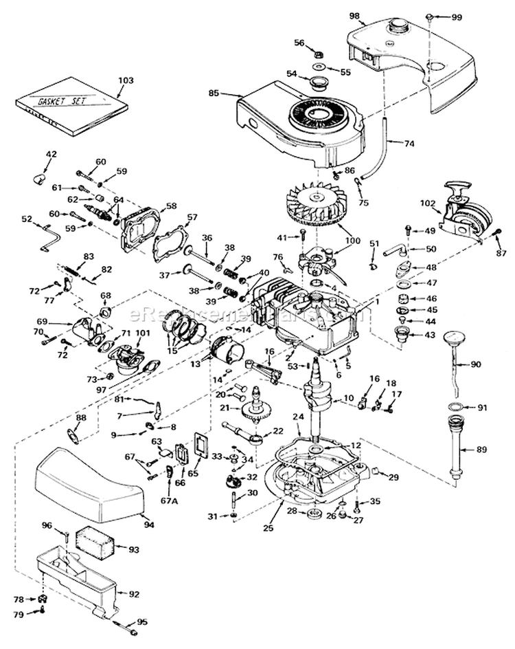 Page F Diagram and Parts List for 20660 4000001-4999999 - 1974 Toro Lawn Mower