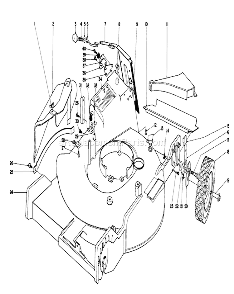 Housing Assembly Diagram and Parts List for 20660 5000001-5999999 - 1975 Toro Lawn Mower