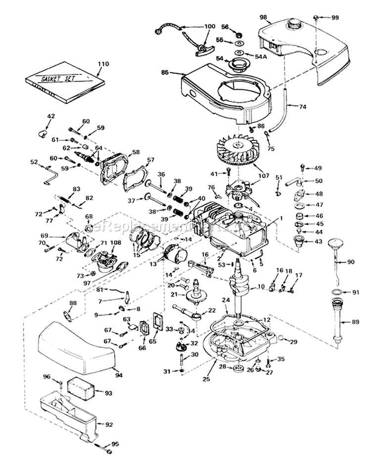 Page E Diagram and Parts List for 20660 5000001-5999999 - 1975 Toro Lawn Mower