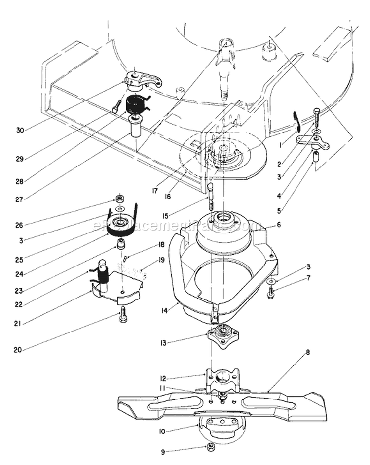 Blade Brake Clutch Assembly Diagram and Parts List for 20661 3000001-3999999 - 1983 Toro Lawn Mower