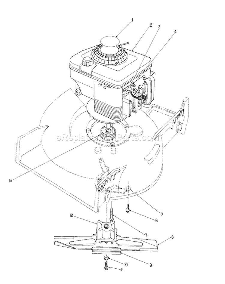 Engine Assembly Diagram and Parts List for 20666 0000001-0999999 - 1990 Toro Lawn Mower
