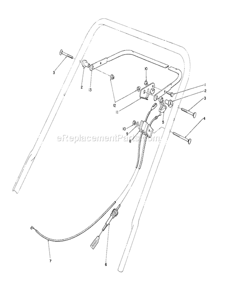 Traction Control Assembly Diagram and Parts List for 20666 0000001-0999999 - 1990 Toro Lawn Mower