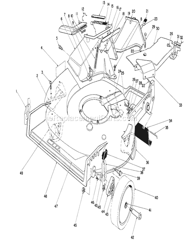 Housing Assembly Diagram and Parts List for 20666 0000001-0999999 - 1990 Toro Lawn Mower