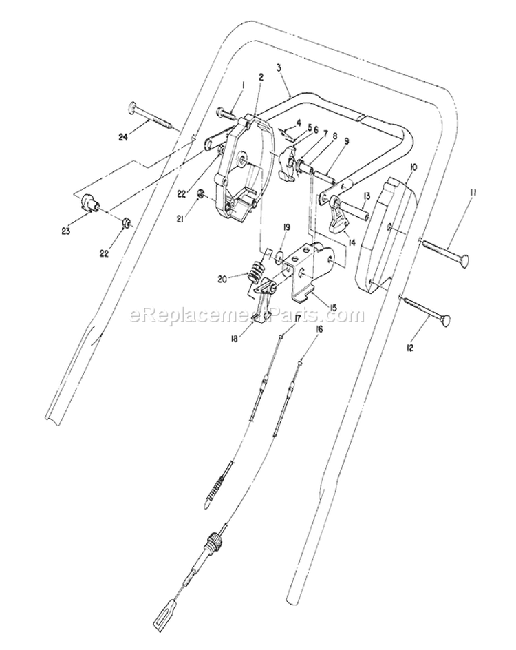 Traction Control Assembly Diagram and Parts List for 20667 0000001-0999999 - 1990 Toro Lawn Mower