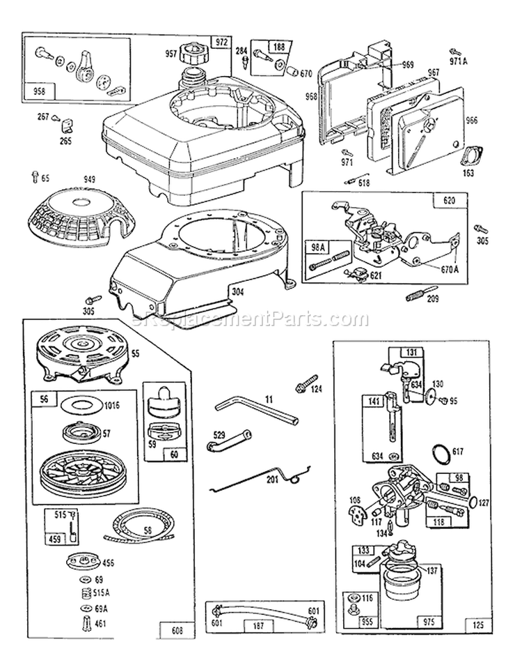 Page E Diagram and Parts List for 20667 0000001-0999999 - 1990 Toro Lawn Mower