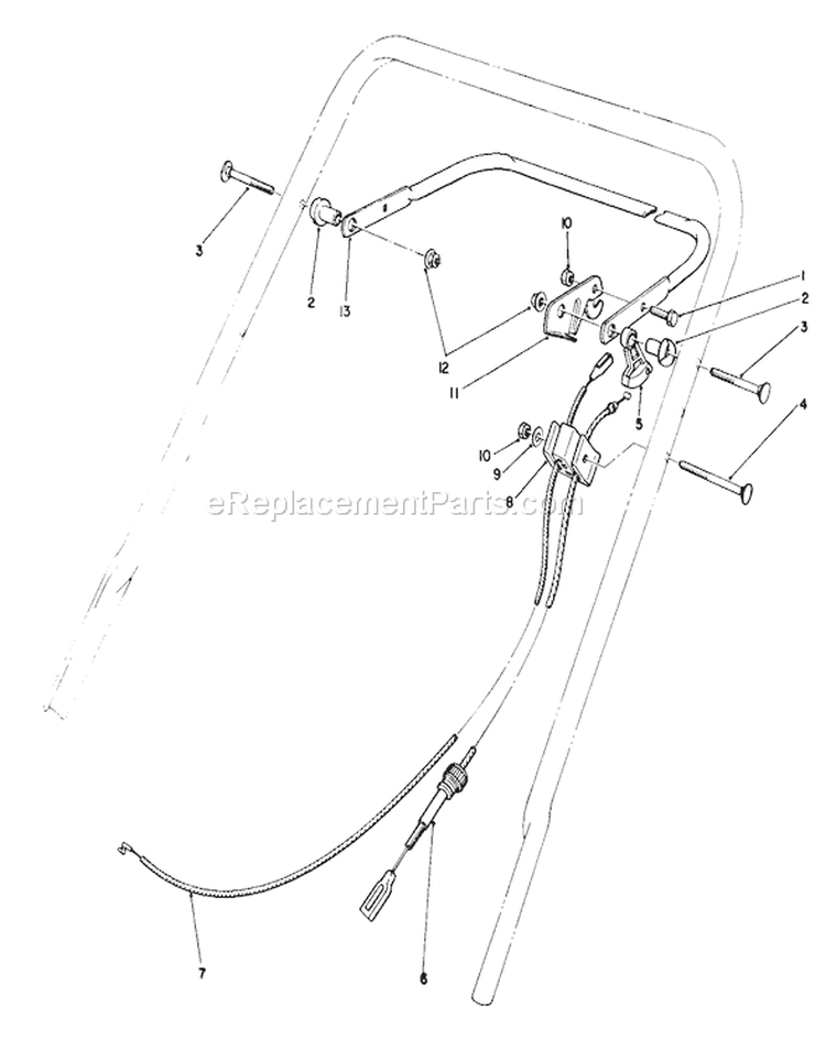 Traction Control Assembly Diagram and Parts List for 20668 0000001-0999999 - 1990 Toro Lawn Mower