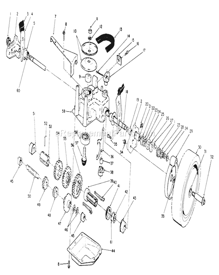 Gear Case Assembly Diagram and Parts List for 20668 0000001-0999999 - 1990 Toro Lawn Mower