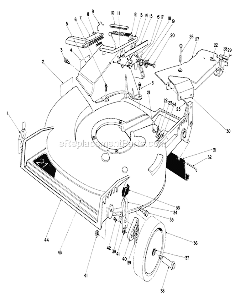 Housing Assembly Diagram and Parts List for 20668 0000001-0999999 - 1990 Toro Lawn Mower