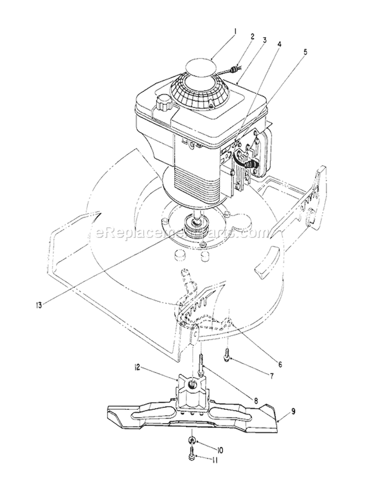 Engine Assembly Diagram and Parts List for 20668 1000001-1999999 - 1991 Toro Lawn Mower
