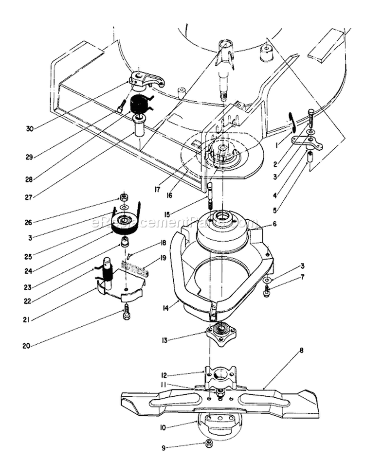 Blade Brake Clutch Assembly Diagram and Parts List for 20672 3000001-3999999 - 1983 Toro Lawn Mower