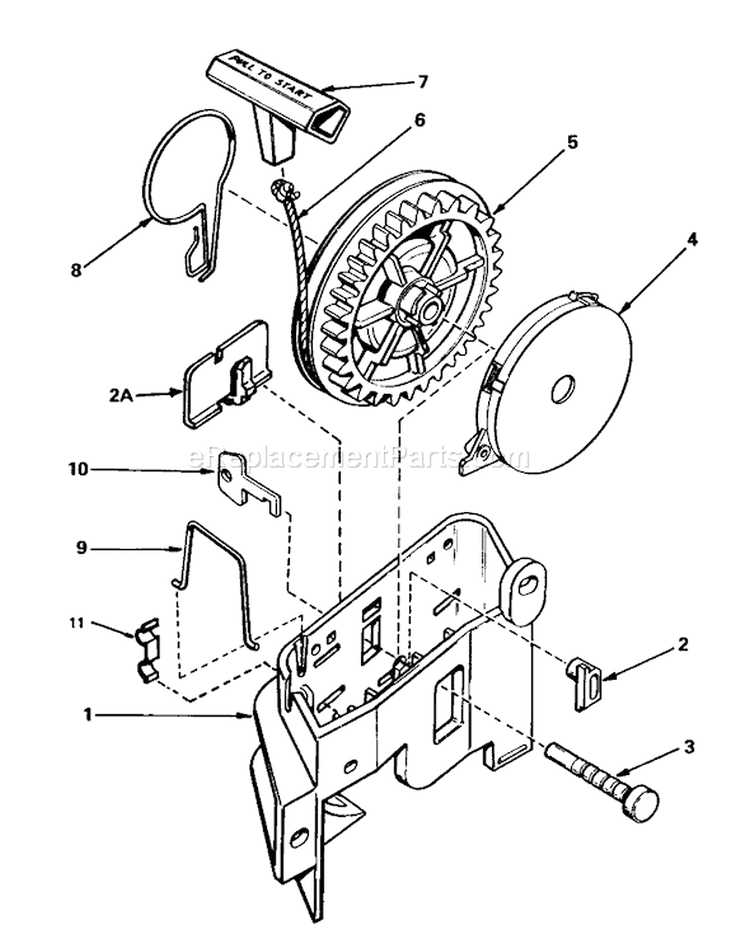 Rewind Starter Diagram and Parts List for 20672 3000001-3999999 - 1983 Toro Lawn Mower
