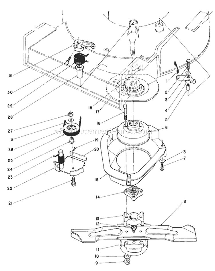 Blade Brake Clutch Assembly Diagram and Parts List for 20672 4000001-4999999 - 1984 Toro Lawn Mower