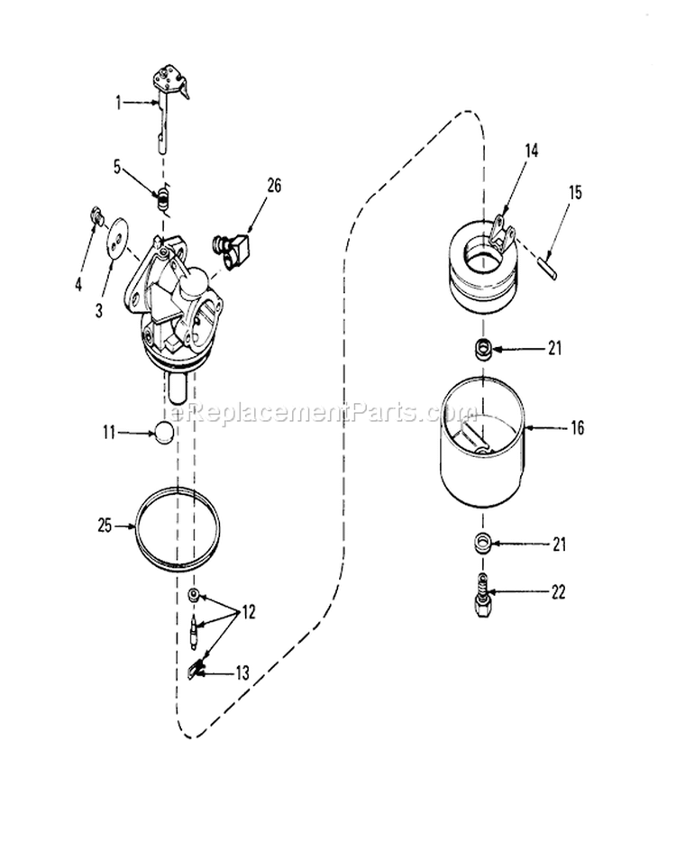 Carburetor Diagram and Parts List for 20673 6000001-6999999 - 1976 Toro Lawn Mower