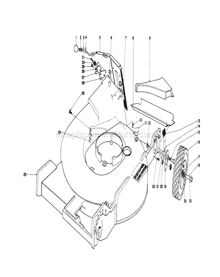 Housing Assembly Diagram and Parts List for 20673 6000001-6999999 - 1976 Toro Lawn Mower