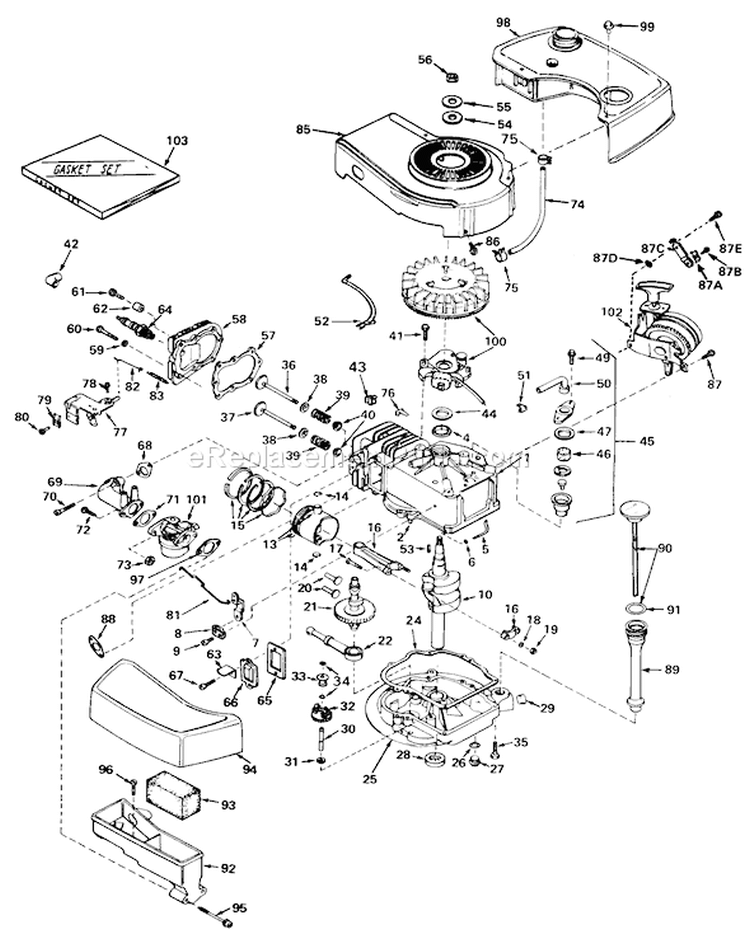 Page E Diagram and Parts List for 20562 7000001-7999999 - 1977 Toro Lawn Mower