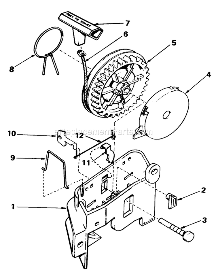 Starter Assembly Diagram and Parts List for 20674 3000001-3999999 - 1983 Toro Lawn Mower