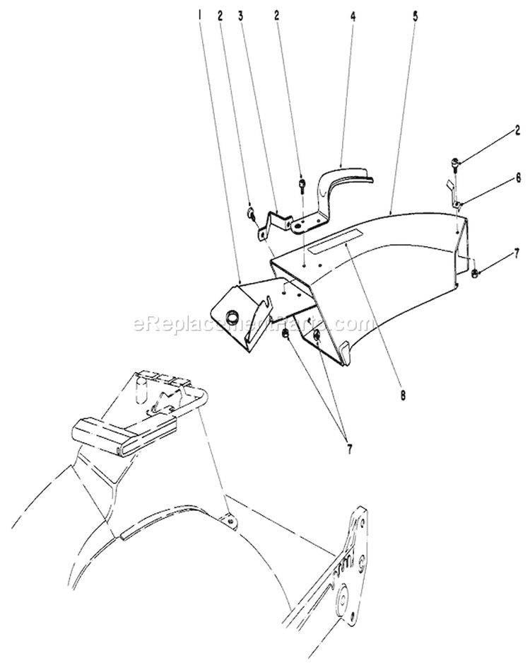 Side Discharge Chute Diagram and Parts List for 20675 4000001-4999999 - 1984 Toro Lawn Mower