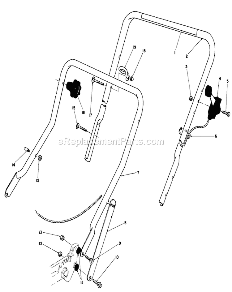 Handle Assembly Diagram and Parts List for 20675 4000001-4999999 - 1984 Toro Lawn Mower