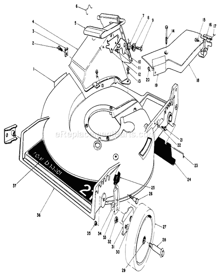 Housing Assembly Diagram and Parts List for 20675 4000001-4999999 - 1984 Toro Lawn Mower