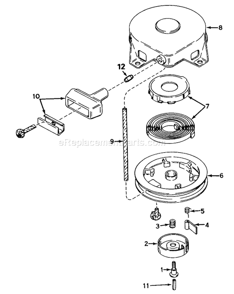 Rewind Starter Diagram and Parts List for 20675 4000001-4999999 - 1984 Toro Lawn Mower