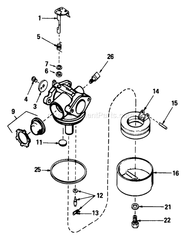 Carburetor Diagram and Parts List for 20675 6000001-6999999 - 1986 Toro Lawn Mower