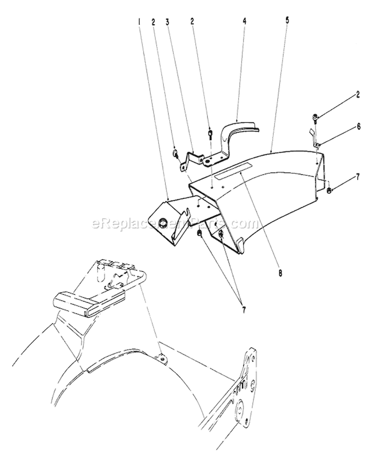 Side Discharge Chute Diagram and Parts List for 20675 6000001-6999999 - 1986 Toro Lawn Mower