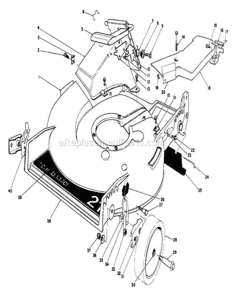 Housing Assembly Diagram and Parts List for 20675 6000001-6999999 - 1986 Toro Lawn Mower