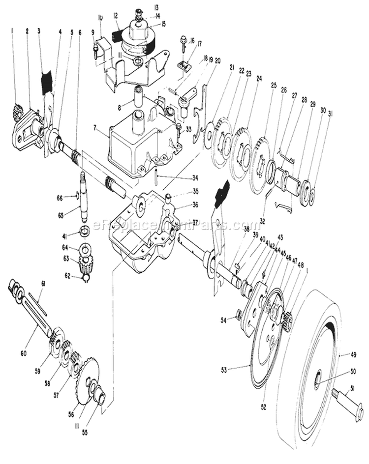 Gear Case Assembly Diagram and Parts List for 20676 4000001-4999999 - 1984 Toro Lawn Mower