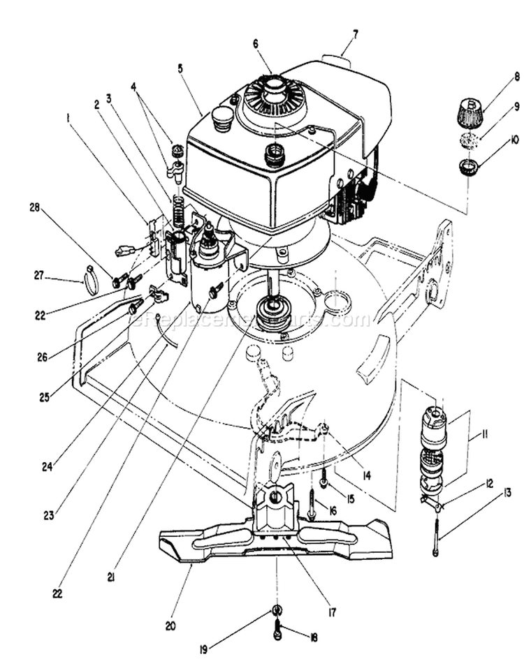 Engine Assembly Diagram and Parts List for 20677 0000001-0002101 - 1990 Toro Lawn Mower