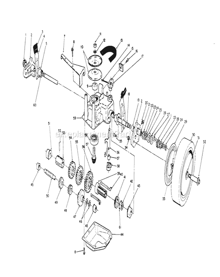 Gear Case Assembly Diagram and Parts List for 20677 0002102-0999999 - 1990 Toro Lawn Mower