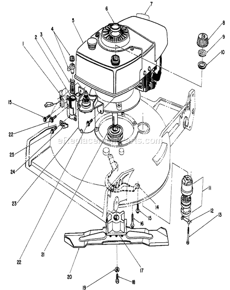 Engine Assembly Diagram and Parts List for 20671 9000001-9999999 - 1989 Toro Lawn Mower