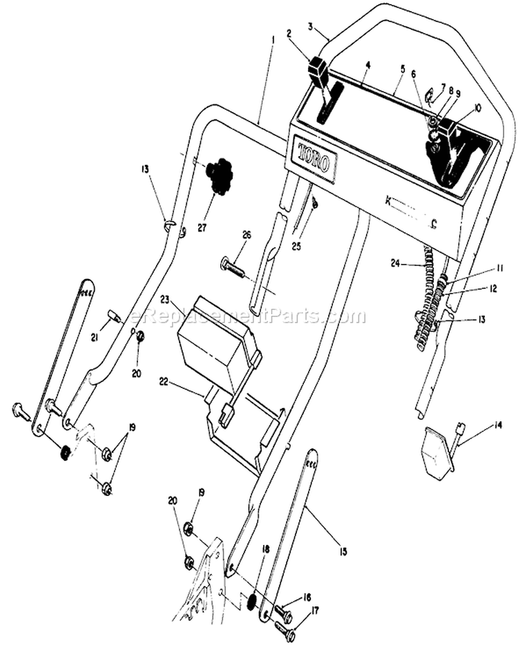 Page H Diagram and Parts List for 20671 9000001-9999999 - 1989 Toro Lawn Mower