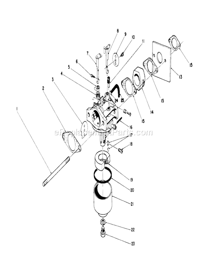 Carburetor Assembly Diagram and Parts List for 20680 0000001-0999999 - 1990 Toro Lawn Mower