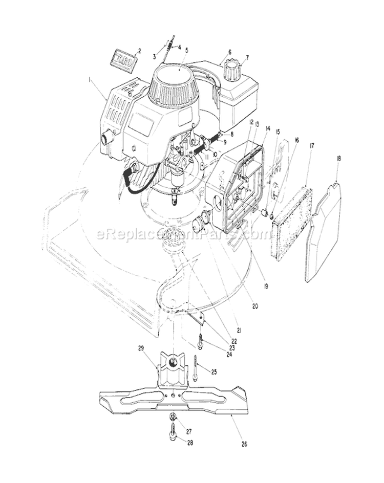 Engine Assembly Diagram and Parts List for 20680 0000001-0999999 - 1990 Toro Lawn Mower