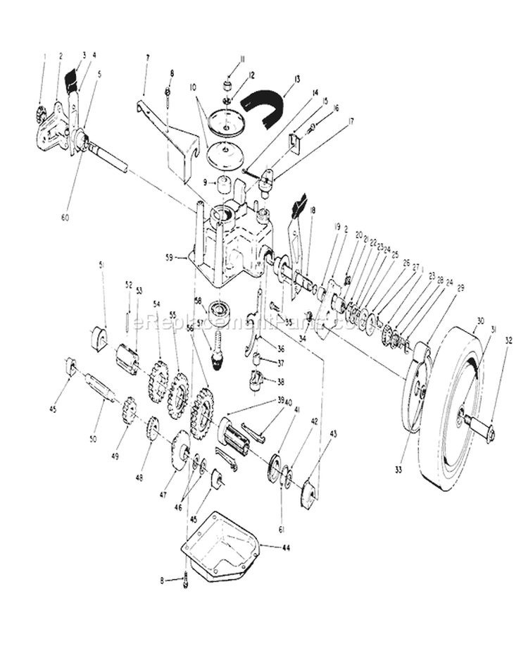 Gear Case Assembly Diagram and Parts List for 20680 0000001-0999999 - 1990 Toro Lawn Mower