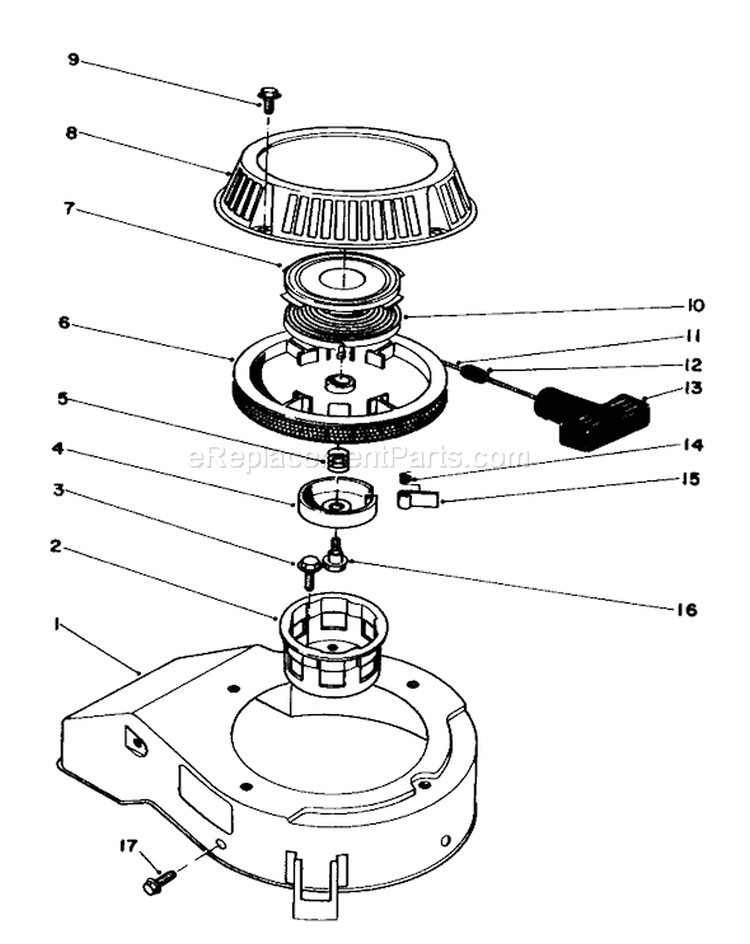 Recoil Assembly Diagram and Parts List for 20680 4000001-4999999 - 1984 Toro Lawn Mower