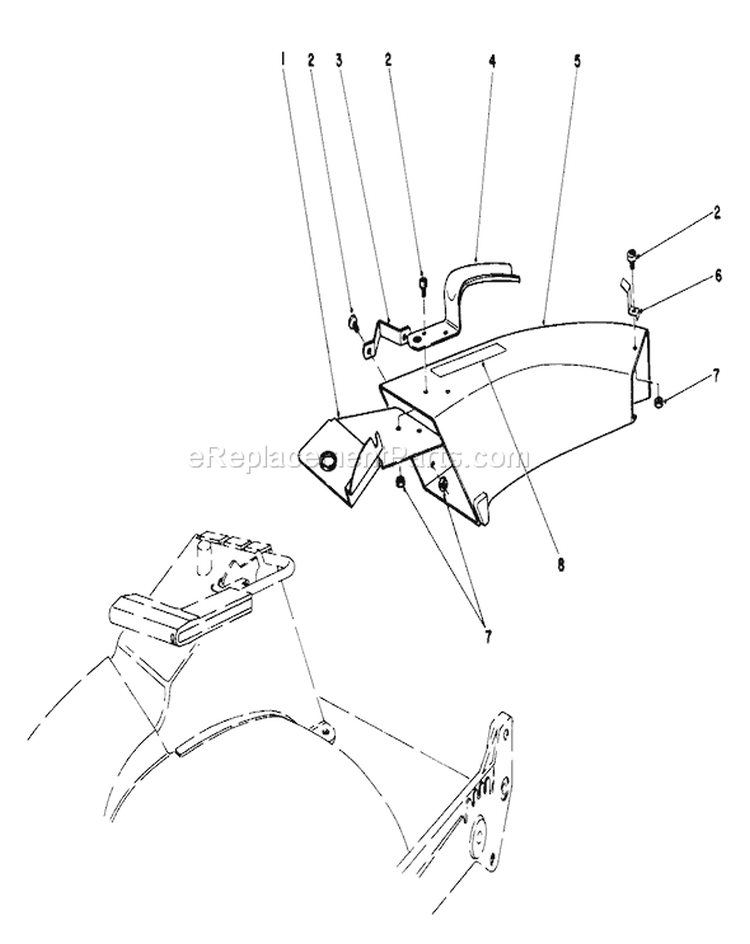 Side Discharge Chute Diagram and Parts List for 20680 5000001-5999999 - 1985 Toro Lawn Mower