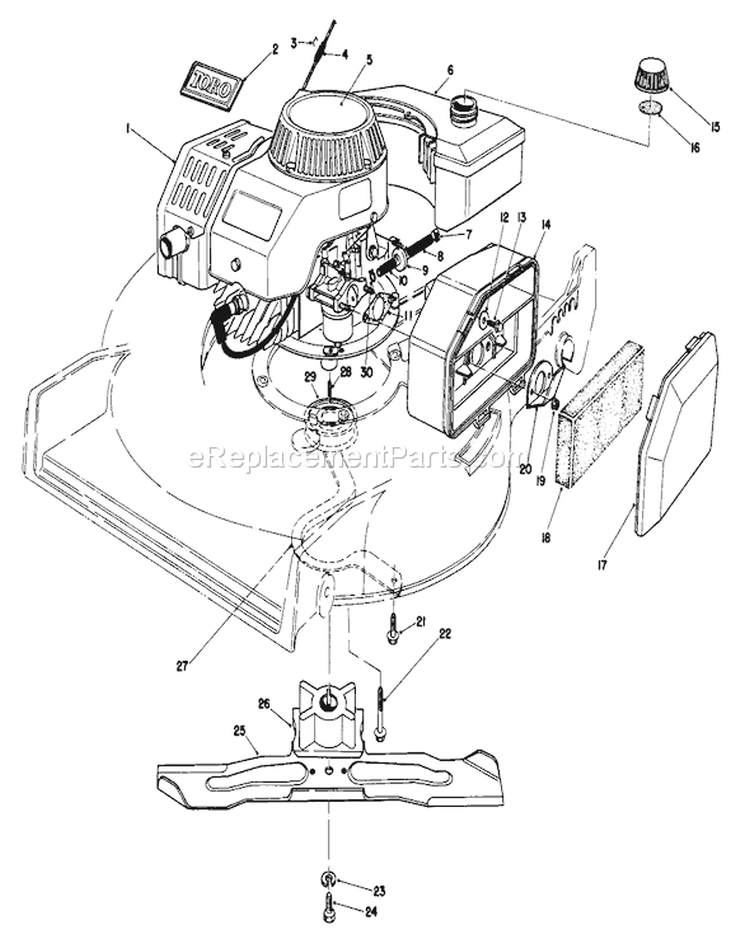 Page E Diagram and Parts List for 20680 6000001-6999999 - 1986 Toro Lawn Mower