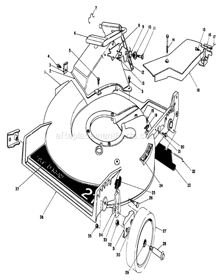 Housing Assembly Diagram and Parts List for 20684 4000001-4999999 - 1984 Toro Lawn Mower
