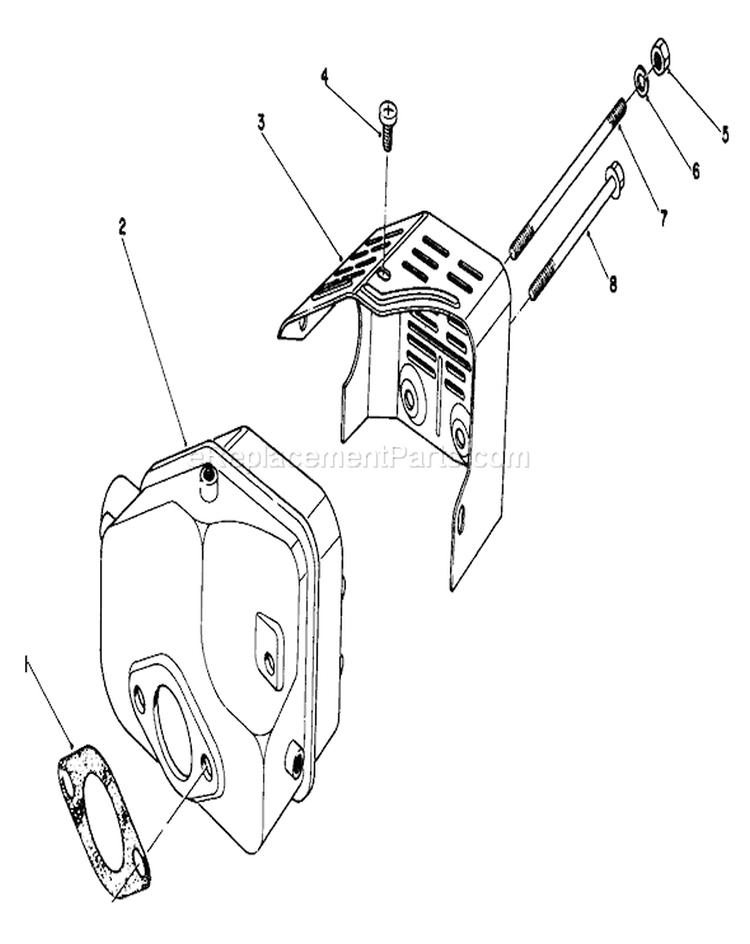 Muffler Assembly Diagram and Parts List for 20684 4000001-4999999 - 1984 Toro Lawn Mower