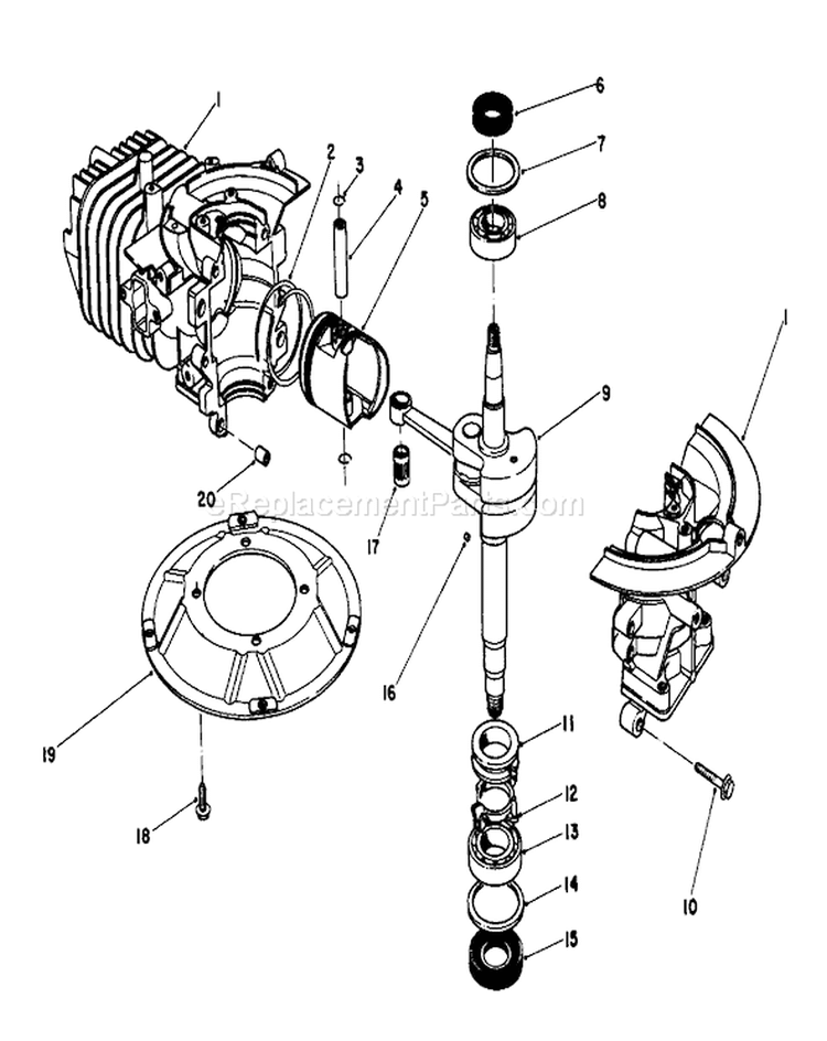 Crankshaft Assembly Diagram and Parts List for 20684 4000001-4999999 - 1984 Toro Lawn Mower