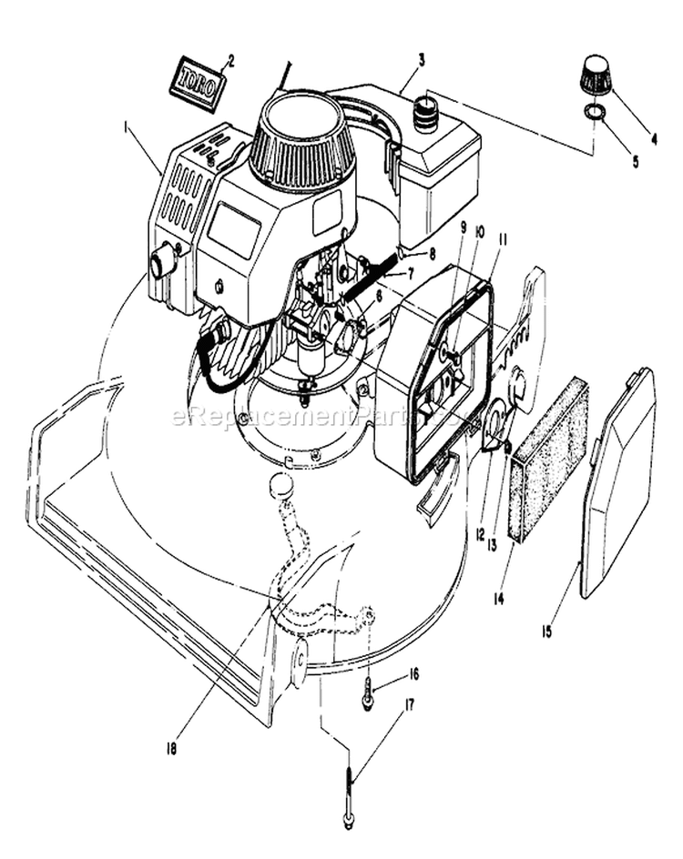 Engine Assembly Diagram and Parts List for 20684 4000001-4999999 - 1984 Toro Lawn Mower