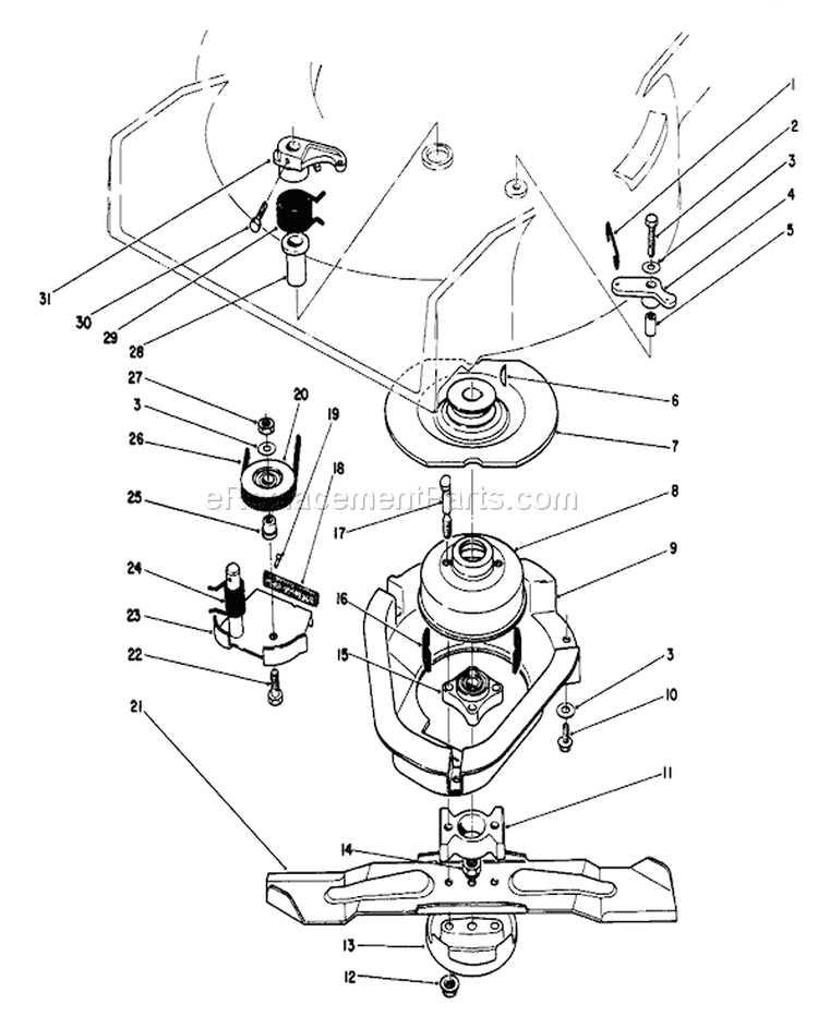 Blade Brake Clutch Assembly Diagram and Parts List for 20684 5000001-5999999 - 1985 Toro Lawn Mower