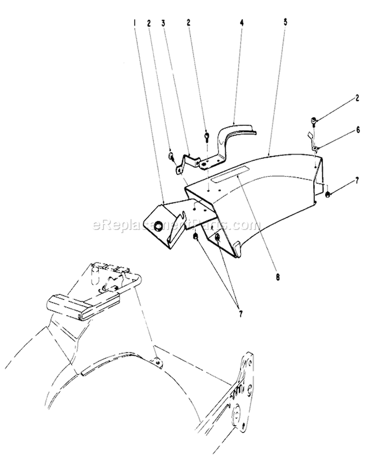 Side Discharge Chute Diagram and Parts List for 20684 7000001-7999999 - 1987 Toro Lawn Mower