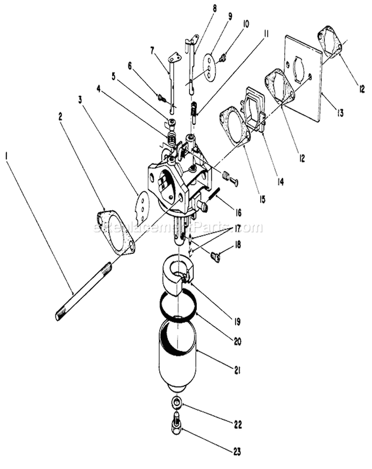 Carburetor Assembly Diagram and Parts List for 20684 7000001-7999999 - 1987 Toro Lawn Mower