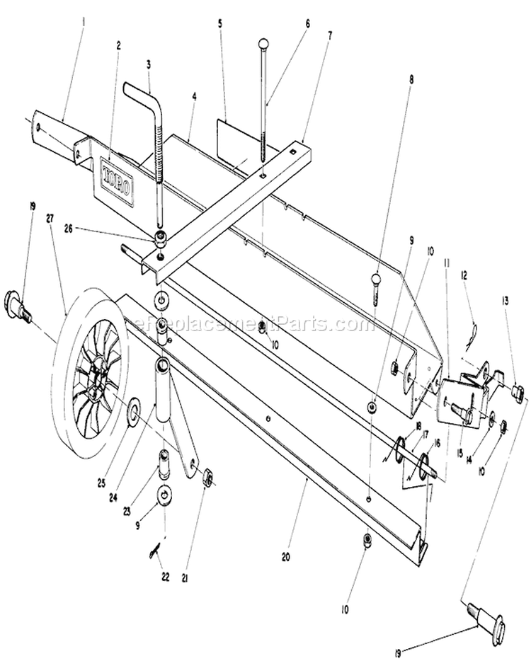Dethatcher Kit Diagram and Parts List for 20684 7000001-7999999 - 1987 Toro Lawn Mower